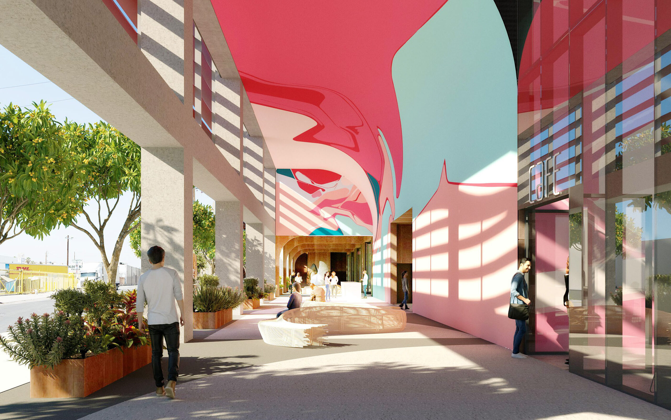 Colorful mural in art district project.